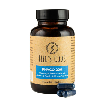 PHYCO 200 : Phycocyanine lyophilisée nature 200 mg par gélule - 90 Gélules végétales - Cure de 3 mois