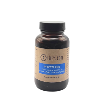 PHYCO 200 : Phycocyanine lyophilisée nature 200 mg par gélule - 90 Gélules végétales - Cure de 3 mois