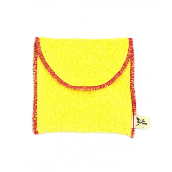 Pochette savon en coton éponge Jaune bio pour cosmétiques solides