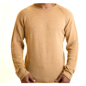 Pull, dernière pièce, col rond sans coutures, coton biologique brun, sans teinture