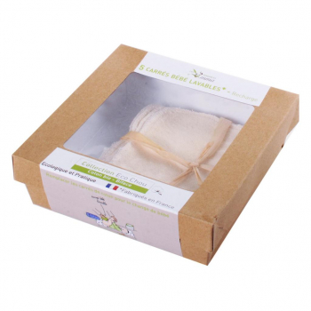 5 carrés bébé réutilisables en coton bio biface - gamme eco chou les Tendances d'Emma