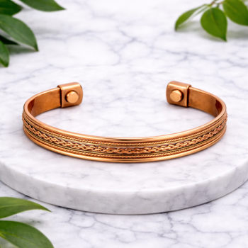 Bracelet de santé en cuivre et laiton avec 2 aimants – 16,5 cm