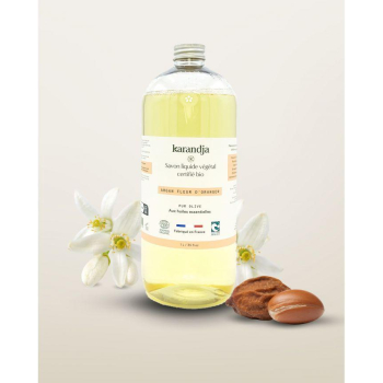 Savon liquide végétal pur olive certifié bio ARGAN FLEUR D’ORANGER 1 L