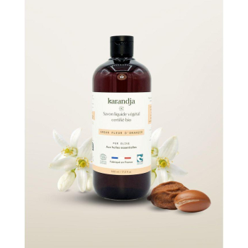 Savon liquide végétal pur olive certifié bio ARGAN FLEUR D’ORANGER 500ml