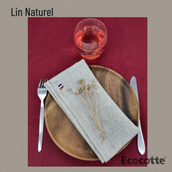 Serviettes de table en lin 100% français lin naturel (Lot de 4 )