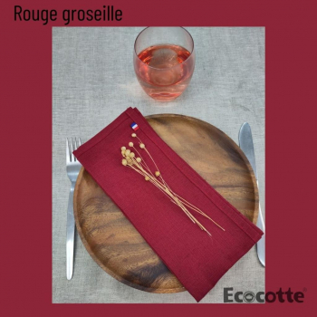 Serviettes de table en lin 100% français Rouge groseille (Lot de 4)