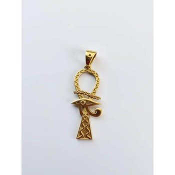 Pendentif plaqué or croix de vie et oeil d'Horus