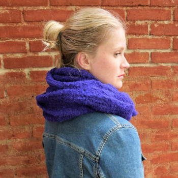 Snood alpaga violet - tricoté main