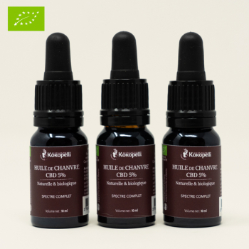 Lot de 3 huiles de CBD bio 5% 10 ml