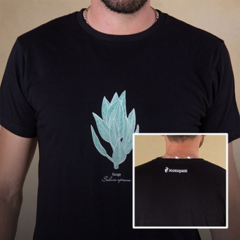 T-shirt mixte noir coton bio Monochrome Sauge - L