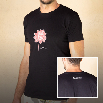 T-shirt mixte noir coton bio Monochrome Dahlia - L