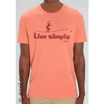 T-shirt bio LIVE SIMPLY slackline imprimé en France artisan vêtement équitable vegan fairwear