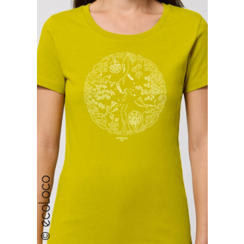 T shirt bio LA ROUE DE LA VIE Mandala  imprimé en France artisan mode éthique équitable fairwear vegan