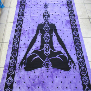Tenture "bouddha et chakras" violette