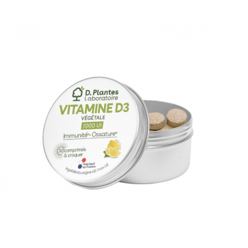 Vitamine D3 1 000 UI Végétale à croquer - D.Plantes - 30 comprimés