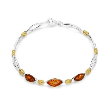 Bracelet en ambre de la Baltique sur argent rhodié 925