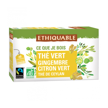 Thé vert gingembre citron vert bio & équitable