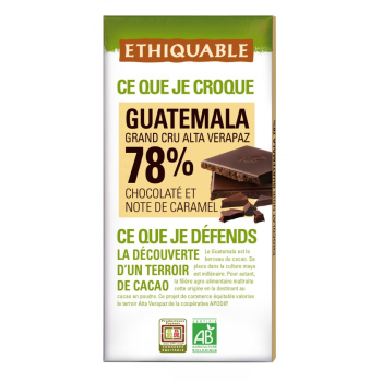 Chocolat Noir 78% Guatémala bio & équitable
