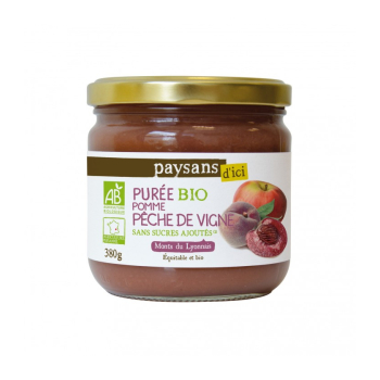 Purée Pomme Pêche de Vigne bio et équitable