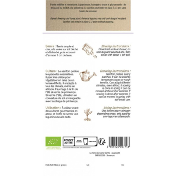 Sainfoin Vivace AB pour 10 m² - Engrais Verts reproductibles bio