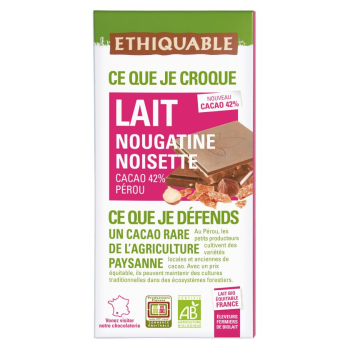 Chocolat Lait Nougatine Noisette bio & équitable