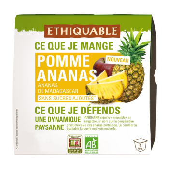 Compote Pomme Ananas sans sucre ajoutés bio et équitable