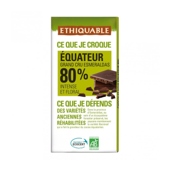 Chocolat Noir Grand Cru 80% bio & équitable