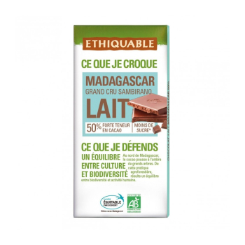 Chocolat au lait 50% Grand Cru de Madagascar bio & équitable