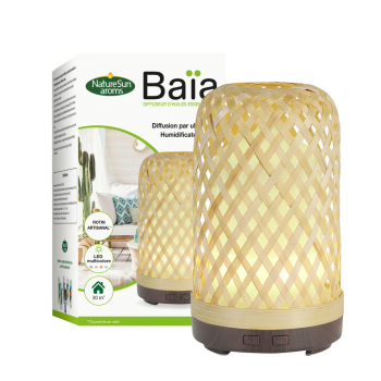 Diffuseur ultrasons baïa rotin base bois foncé NatureSun aroms