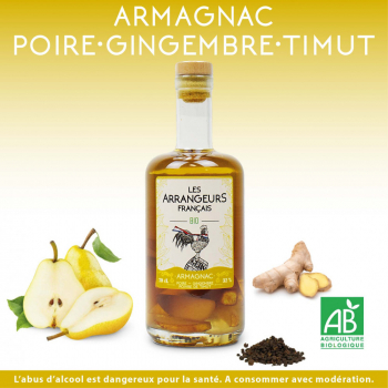 Armagnac arrangé poire gingembre poivre de Timut 70cl Les Arrangeurs Français BIO