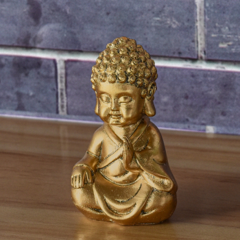 Statuette Décoration Feng Shui Baby Bouddha doré en méditation
