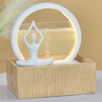 Fontaine d'intérieur zen à Led Vitality avec statuette Yoga