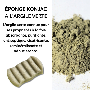 Eponge Konjac pour le corps à l'argile verte sans suremballage