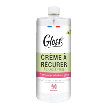 gloss - Crème à récurer à base d'argile verte - Récure, polit et fait briller - Parfum citron 100% naturel - Ecocert - 500ML- Fabrication française