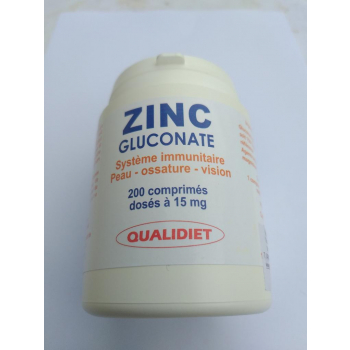 Zinc 200 comprimés de 15 mg 6 mois  1/ jour