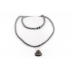 Sautoir perles Hématite en pierre naturelle semi précieuse et Bouddha pendant