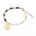 Bracelet tendance en spinelle noir et perles sur vermeil 