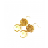 Pendants nacre et or. Boucles d'oreilles artisanales en boutons anciens 