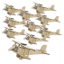 Lot de 10 maquettes biplans solaires en bois "Flying Star"