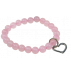 Bracelet Quartz rose Perles rondes 8 mm et Breloque coeur