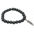 Bracelet Hématite Perles rondes 8 mm et Breloque plume