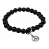 Bracelet Onyx Perles rondes 8 mm et Breloque paix