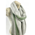 Étole, écharpe gris clair à bordure vert vif en cachemire naturel et éthique du Népal.