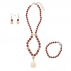 Collier Cornaline et Bois avec pendentif Autruche