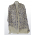 Étole en cachemire avec broderies traditionnelles - Blanc broderies bleu marine