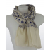 Étole en cachemire avec broderies traditionnelles - Blanc broderies bleu marine