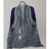Étole en laine bouillie en transparence - Bleu marine et blanc