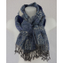 Étole en laine bouillie en transparence - Bleu marine et blanc