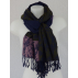 Étole en laine motif feuillage - Bleu