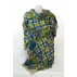 Étole fantaisie en cachemire - Bleu et vert citron